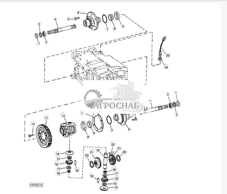 Шестерни и валы дифференциала трансмиссии 
